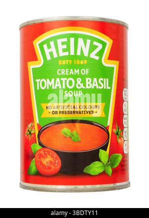 Heinz cream of tomato and basil soup in a 400g ring pull tin can Stock Photo
