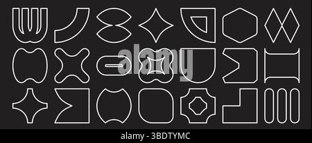 White frames with geometric basic brutal forms and figures. Stock Vector