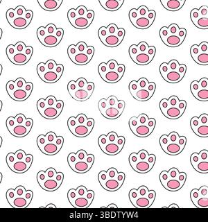 Bunny footprint vector seamless pattern. Colorful rabbit foot step Stock Vector