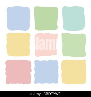 Colorful rectangle doodle shape collection. Hand drawn quote frame set. Stock Vector