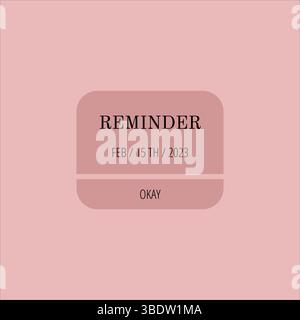 Pink reminder in design mockup. Notifications. Web banner. Concept web design, website page development. Email marketing, online advertising concept Stock Vector