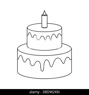 Two-Tier Birthday Cake Outline Stock Vector