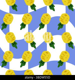 Pineapple Fruit Seamless Pattern Design Stock Vector