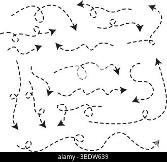 Abstract background with dash arrows going down, right, up. Vector illustration. Stock Vector
