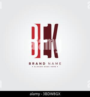 Simple Business Logo for Initial Letter BEK - Alphabet Logo Stock Vector