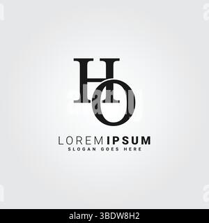 Creative Monogram for Initial Letter HO Logo - Minimal Vector Logo Template for alphabet H & O Stock Vector