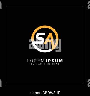 SA Vector Logo Template - Simple Icon for Initial Letter S and A Monogram Stock Vector