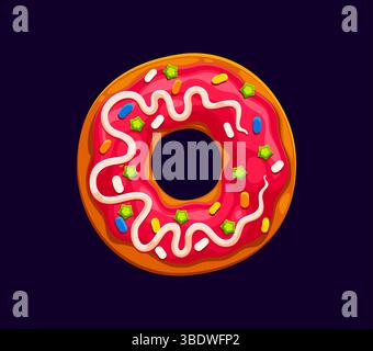 Fast food donut meal cartoon English ABC font letter O. Fast food cafe dessert cartoon ABC font O letter. Takeaway meal vector English font typeface letter, alphabet symbol or typeset element Stock Vector