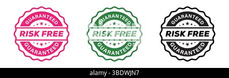 Risk Free Guarantee Badge Icon Label Design Set Stock Vector