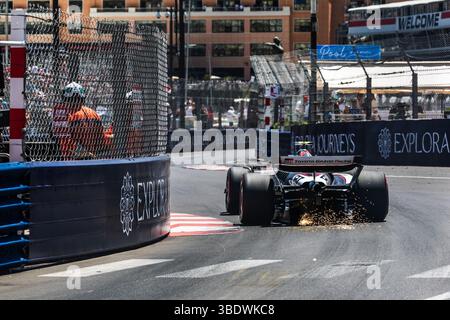 Circuit de Monaco, Monte-carlo, Monaco. 24.May.2025; Oliver Bearman of Great Britain and MoneyGram Haas F1 Team during qualifying Formula One Monaco Grand Prix Stock Photo