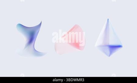 Abstract 3D Shapes Created in Soft, Gentle Colors for a Unique Visual Experience Stock Vector