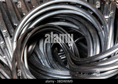 Large cushioning rubber black for industrial refrigerators, closeup. Stock Photo