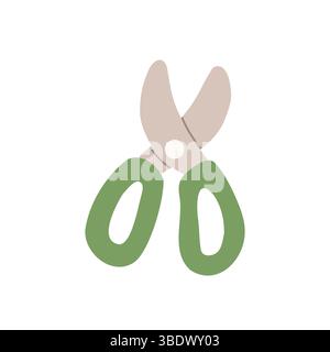 Stylish and functional Scissors featuring Green Handles, perfect for Crafting and Office Use Vector illustration Stock Vector