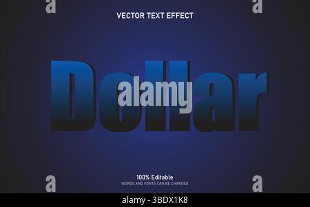 Dollar 3d editable text effect Stock Vector