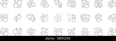 Soap Bubbles Line Icon Set. Variety Of Soapy Floating Air Bubbles With Reflective Highlights Outline Symbol Collection. Editable Stroke. Isolated Stock Vector