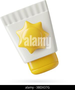 Sunscreen cream in tube cute 3d vector icon isolated on white background Stock Vector