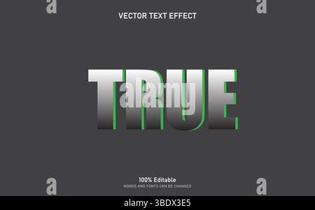 True Bold 3D Editable text Effect Style Stock Vector
