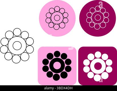 Abstract sun flower logo. Vector graphic line illustration. Black and white cosmetic makeup art. Perfect for cards, decorations, stickers, logo, menu, Stock Vector