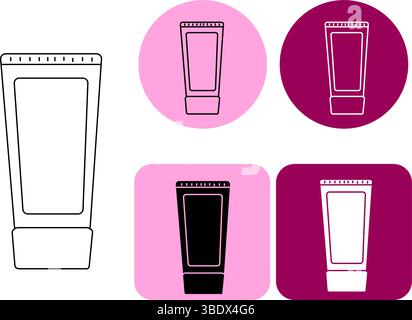 Body skin cream logotype. Vector graphic line illustration. Black and white cosmetic makeup art. Perfect for cards, decorations, stickers, logo, menu, Stock Vector