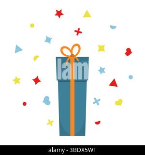 Beautiful cardboard and paper gift box with lid and ribbon. Vector illustration Stock Vector
