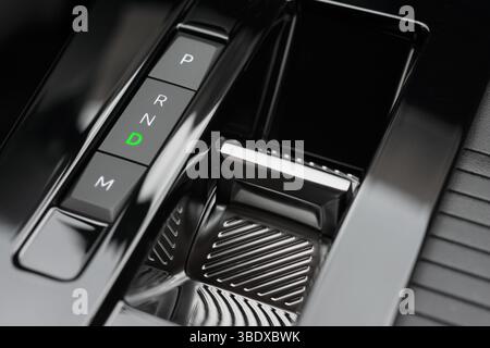 Close up of modern automatic transmission in D position (Drive) Stock Photo