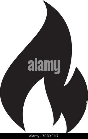 Fire flame icon, black icon isolated on white background Stock Vector