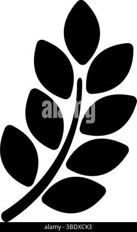 Simple black vector icon of a stylized wheat spikelet icon, representing nature and environmental themes Stock Vector