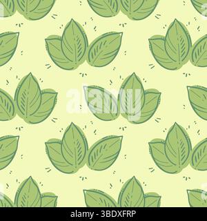Vegetarian seamless pattern, healthy leafy vegetables, fresh herbs, eco-friendly small business, farm. Microgreens. Vector illustration Stock Vector