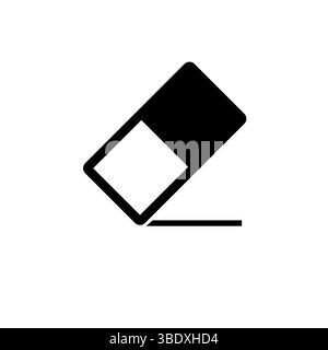 Eraser Rubber, Erasing Pencil Tool Solid Flat Vector Icon Isolated on White Background. Stock Vector
