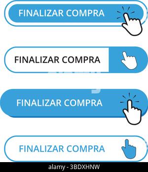 White and blue finalizar compra bar shape buttons isolated on a white background (trad. checkout) Stock Vector