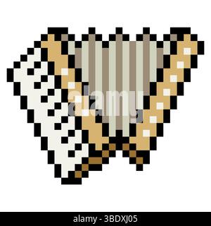 Accordion instrument in pixel art style Stock Vector