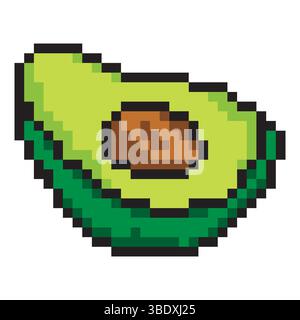 Avocado in pixel art style Stock Vector