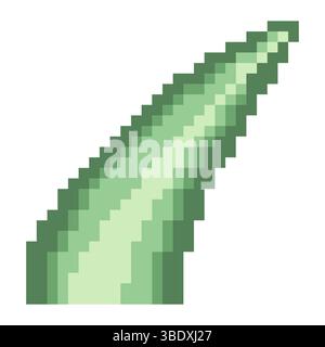 Aloe vera leaf cutout with pixel art isolated on white background Stock Vector