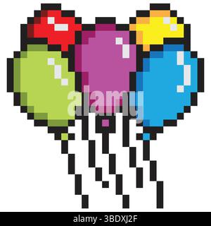 Balloon pixel art vector illustration Stock Vector