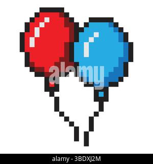 Balloon pixel art vector illustration Stock Vector