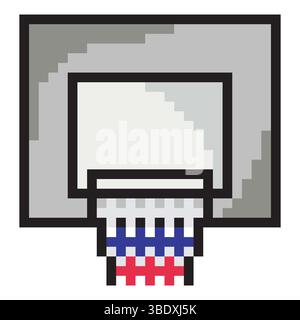 Basketball hoop backboard with pixel art design Stock Vector