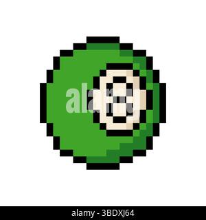 Billiard ball number eight in pixel art style Stock Vector