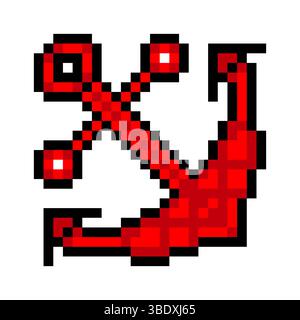 Anchor in pixel art style Stock Vector