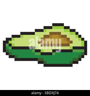 Avocado in pixel art style Stock Vector