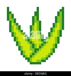 Aloe vera plant in pixel art style Stock Vector