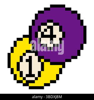 Billiard balls in pixel art style Stock Vector