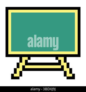 Green blank chalkboard with pixel art isolated on white background Stock Vector