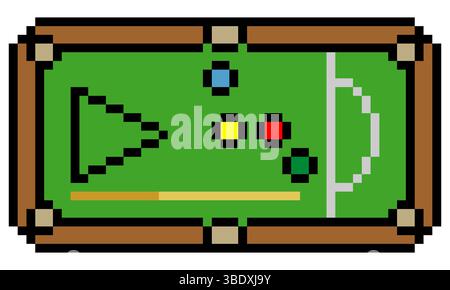 Empty pool table viewed from above in pixel art style Stock Vector