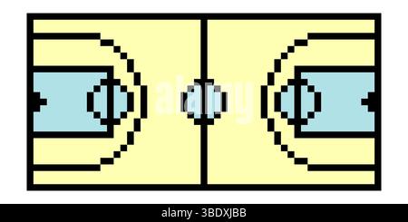 Basketball sport court with pixel art Stock Vector
