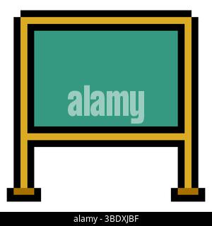 Blank chalkboard with pixel art isolated on white background Stock Vector
