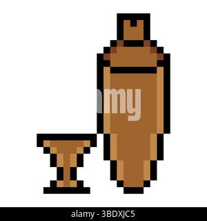 Cocktail shaker in pixel art style Stock Vector