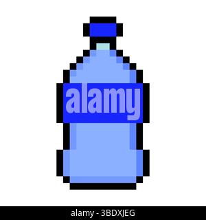 Water bottle in pixel art isolated on white background Stock Vector