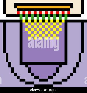Basketball hoop with basketball court in pixel art Stock Vector
