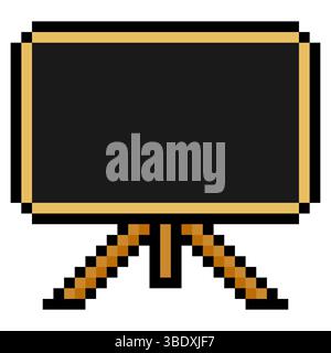 Blackboard with pixel art isolated on white background Stock Vector