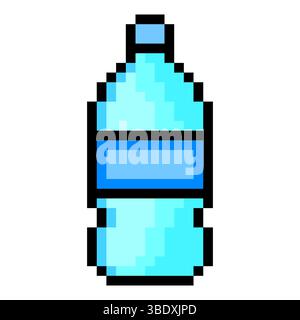 Mineral water bottle with pixel art Stock Vector